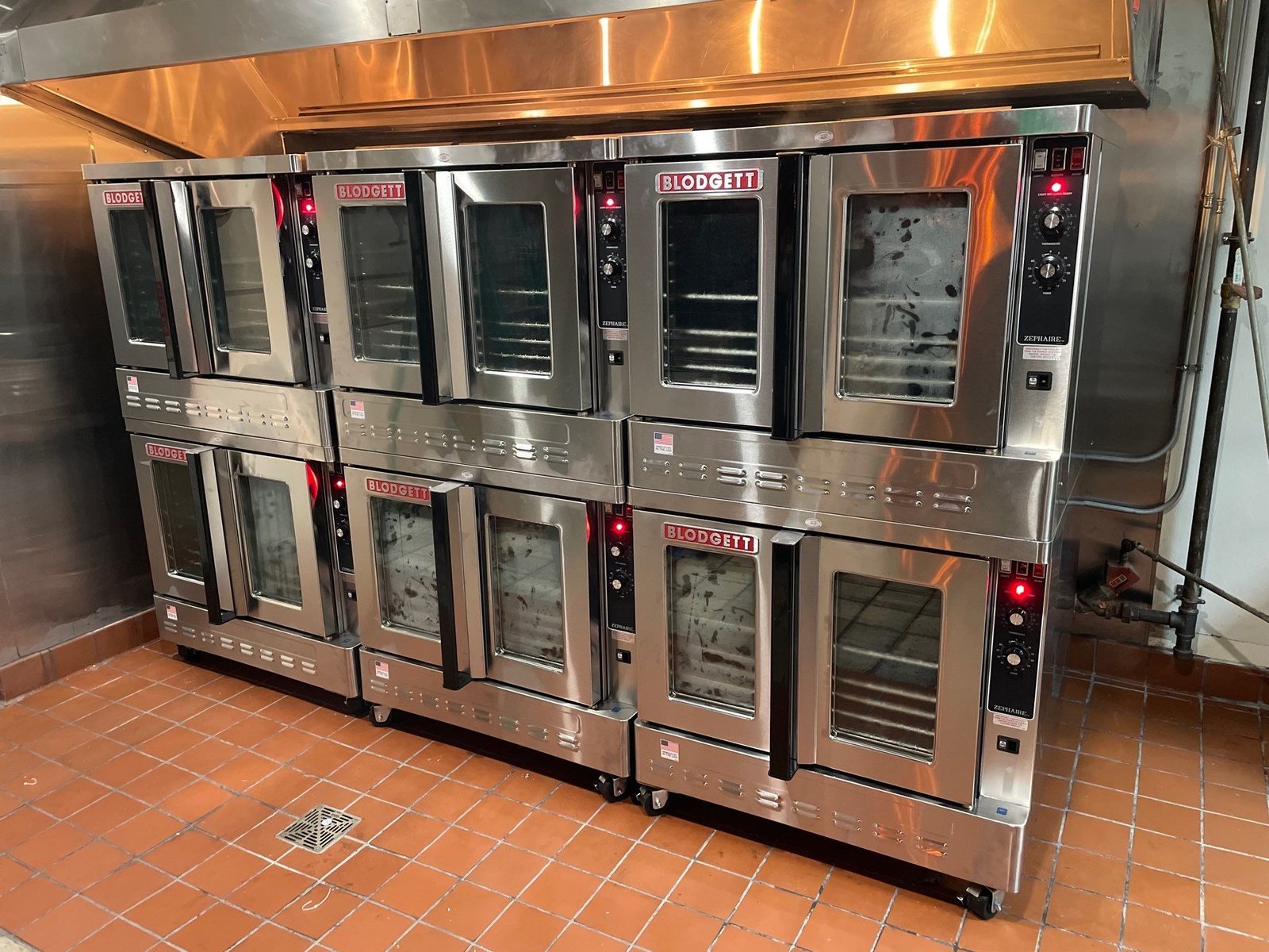 Filomena's stacked Vulcan commercial ovens — NLI install